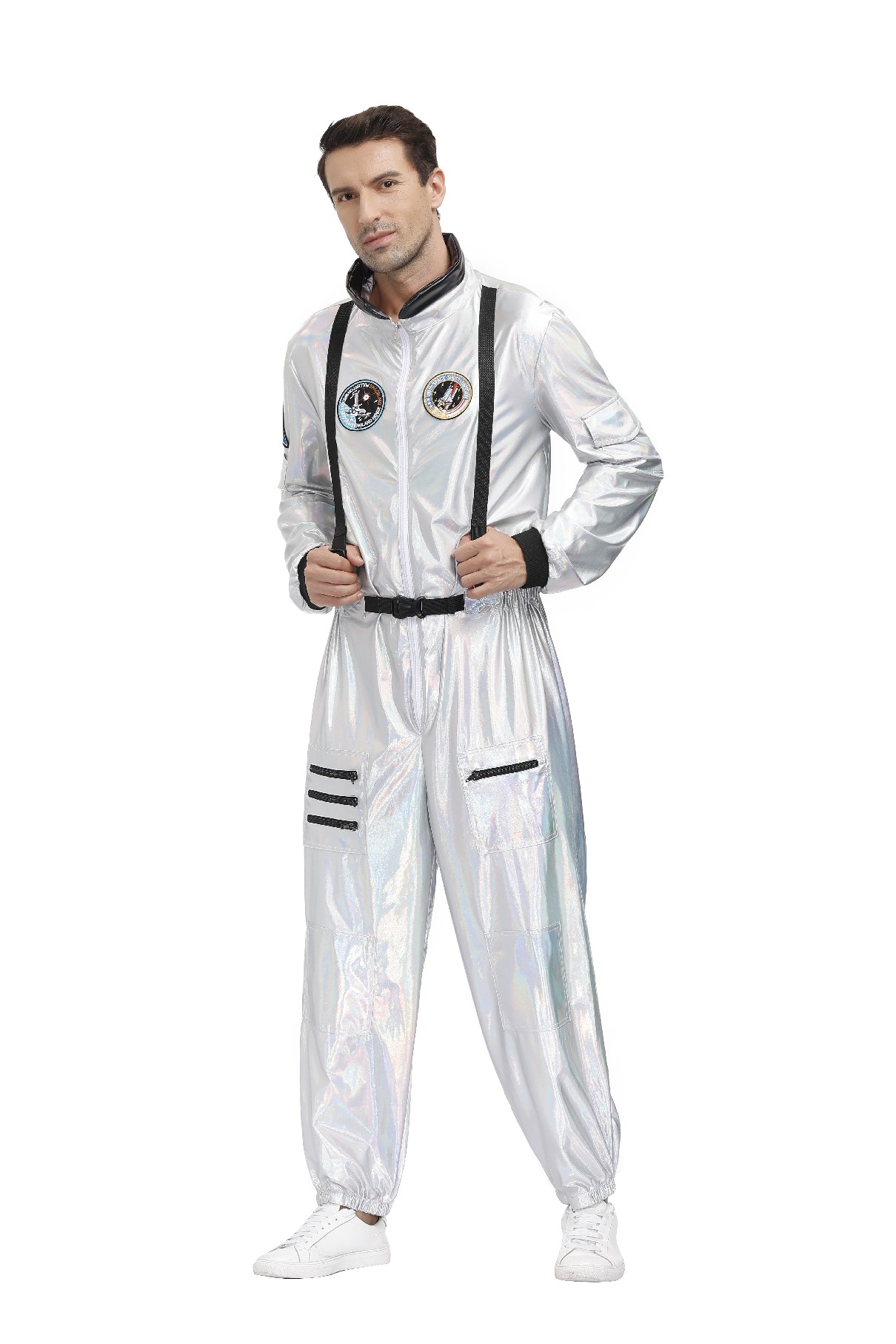 Halloween Silver Pilot Astronaut Alien Spaceman Cosplay Costume